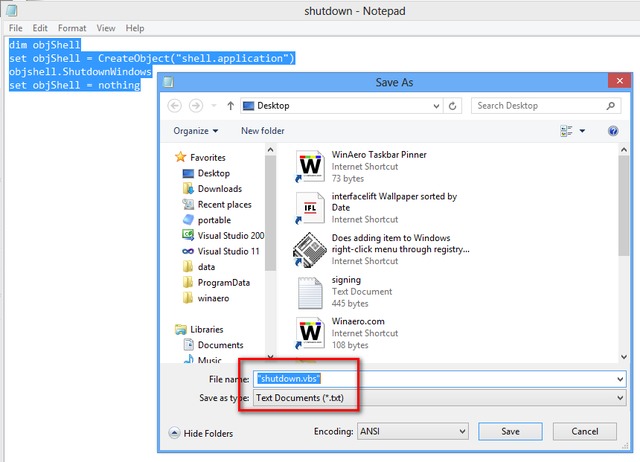 filename.txt how windows shudtown script create shortcut shutdown dialog