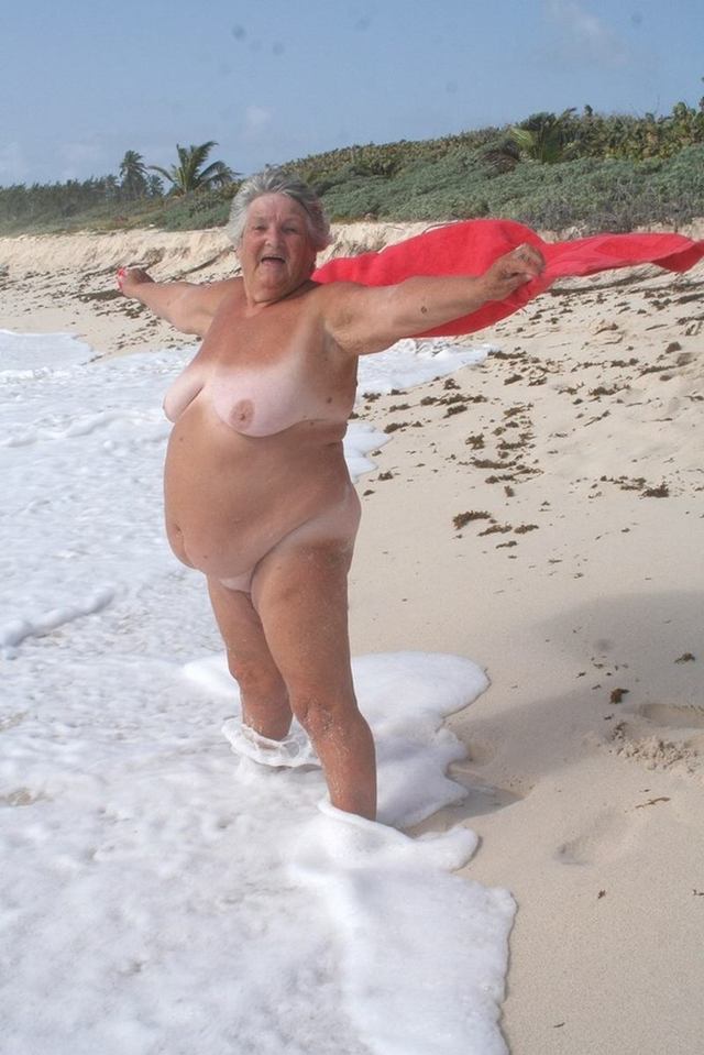on nude grandma the beach ass