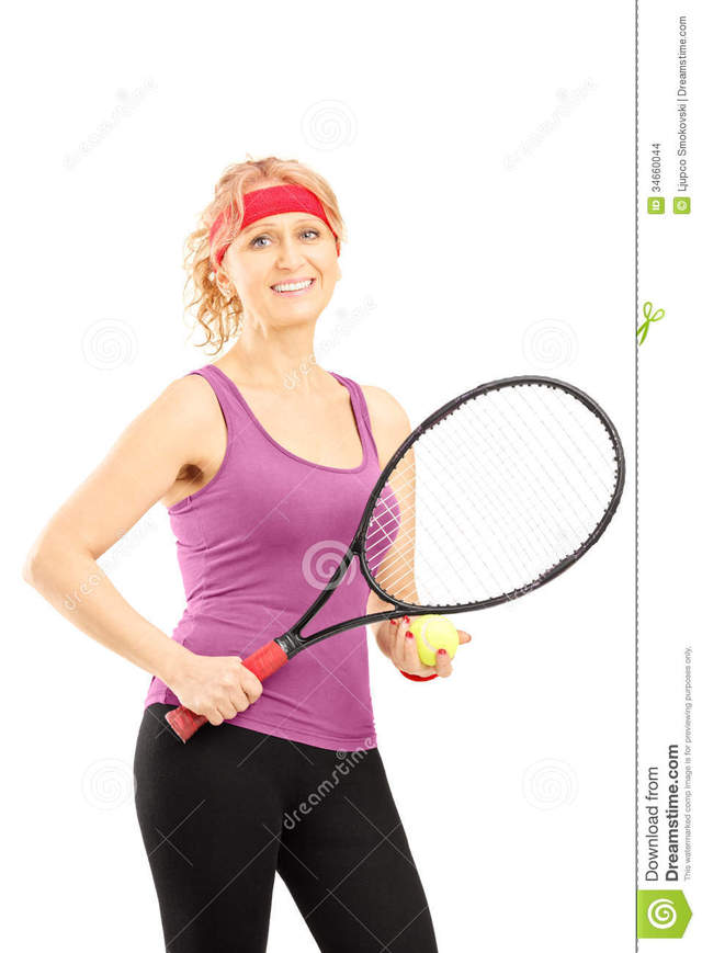 mature female porn mature white female background ball player isolated against tennis holding racket