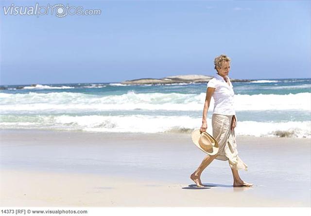 mature beach porn pictures mature woman photo hat beach walking