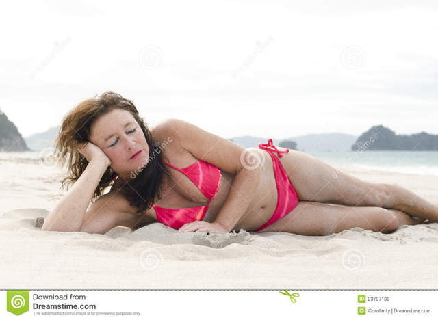 mature bikini pics photos free woman beach stock sunbathing royalty