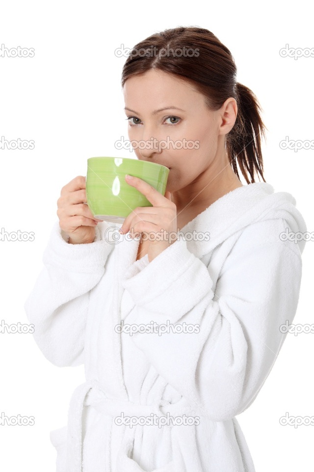 mature close up lady mature photo from depositphotos stock drinking bathrobe mug
