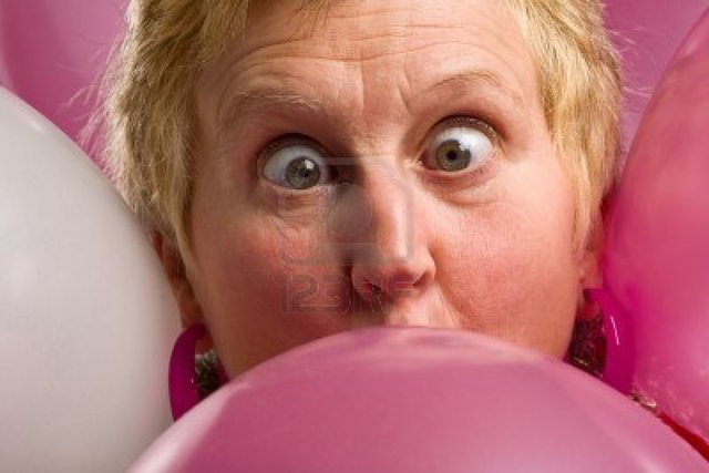 mature close up mature woman photo close face pink surrounded balloons markfgd