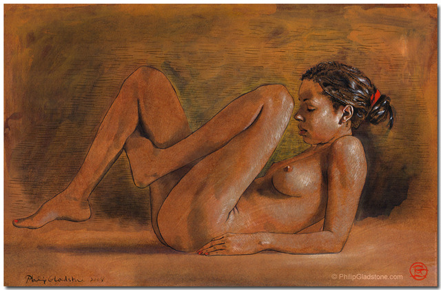 naked older women porn lady nude media black female mixed drawings drawing philip gladstone repose