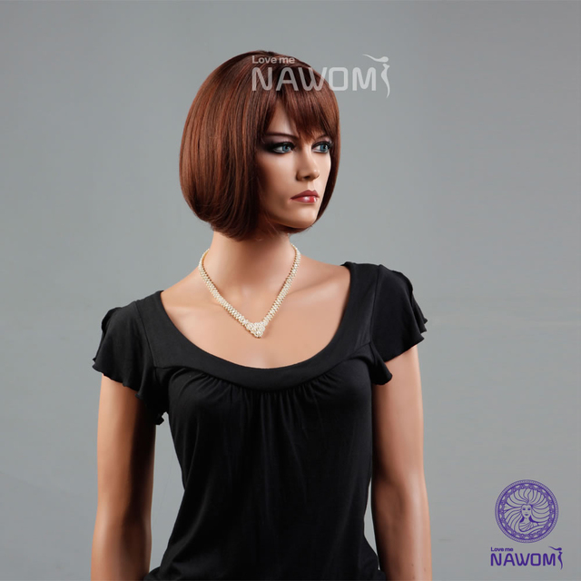 bang mature lady short hair mature hot bang brown bob store product straight attractive light selling wsphoto