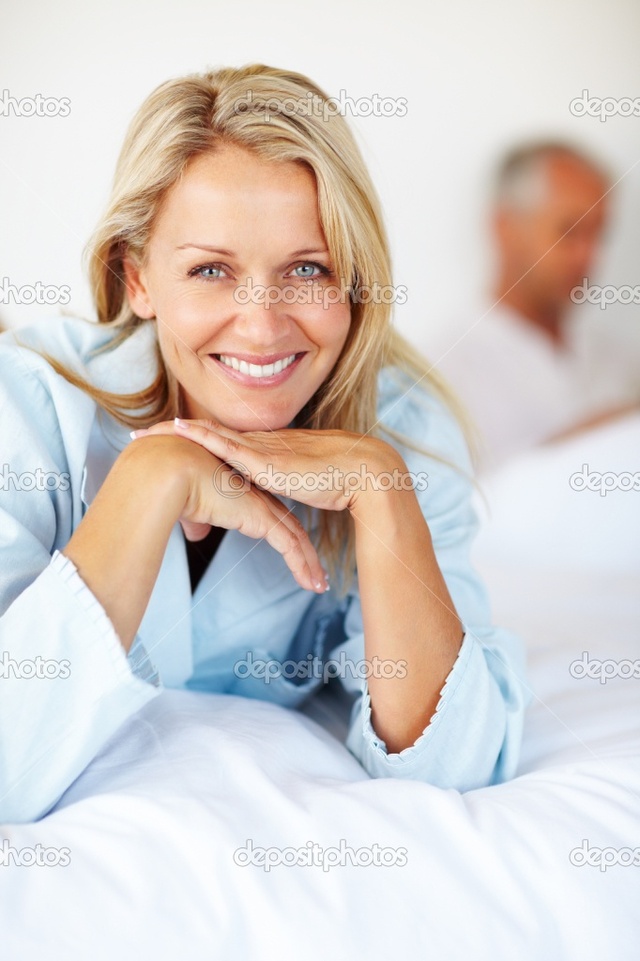 beautiful mature mature photo blond beautiful back husband bed depositphotos lying stock