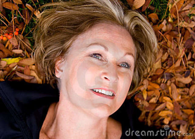 beautiful mature mature woman beautiful happy stock photography fall leaves