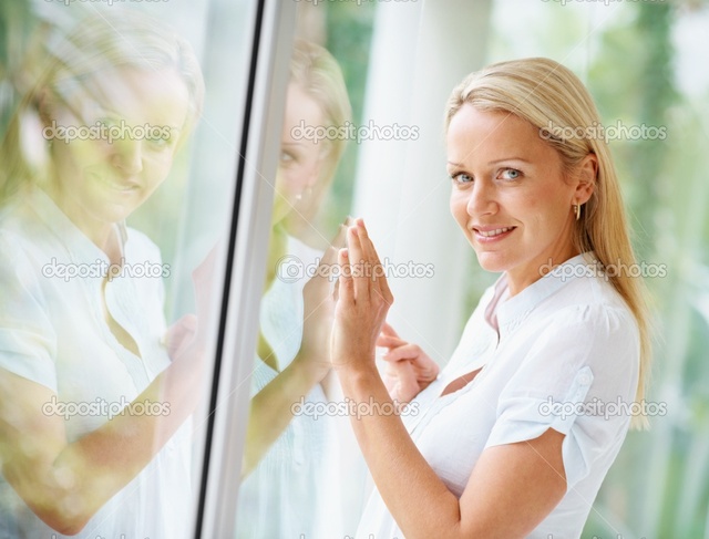 beautiful mature mature woman photo beautiful depositphotos glass stock smiling window