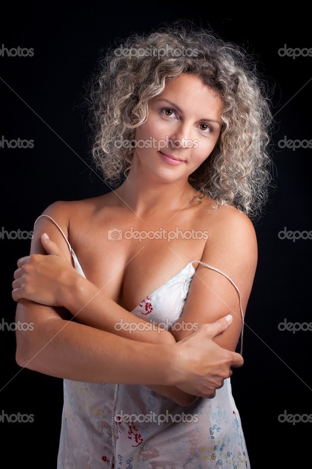 black mature mature woman black photo lingerie wearing background posing curly depositphotos stock