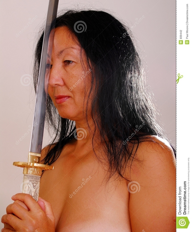 mature asia nude woman asian stock photography sword