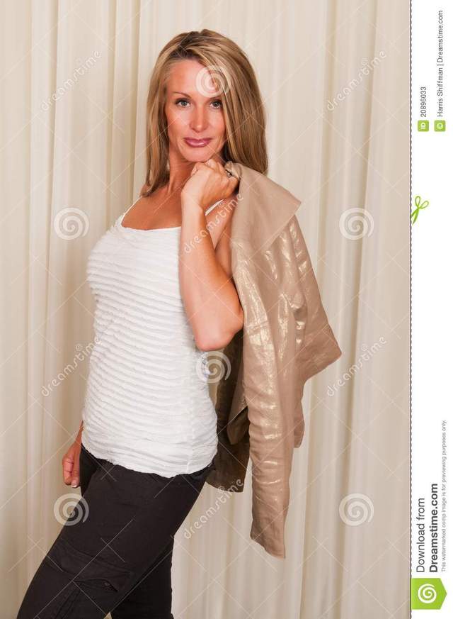 mature blonde photos dress casual stock