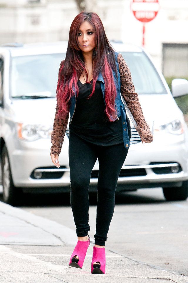 mature heels photo nicole denim jacket snooki polizzi