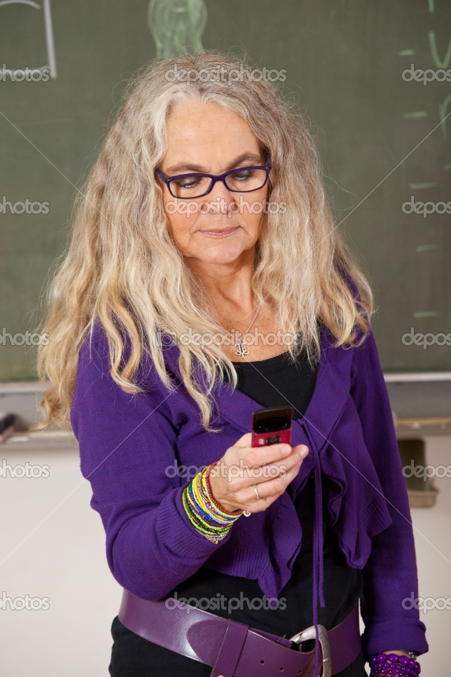 mature teacher photo teacher mobile phone depositphotos stock modern