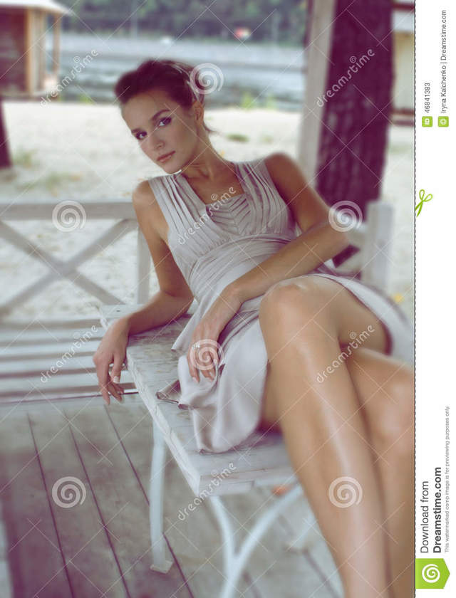pics of sexy matures hair woman young photo beautiful sexy sitting natural brown wearing dress gentle stock picked silk makeup beige gazebo