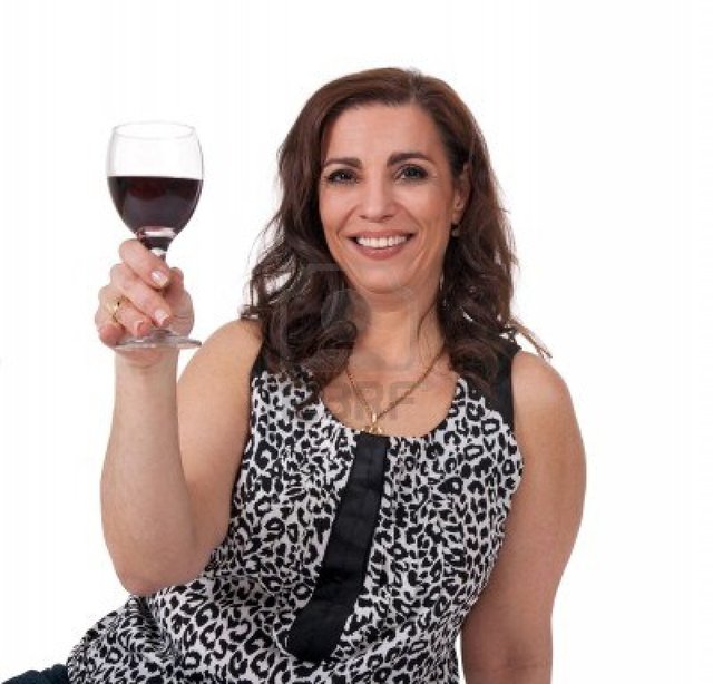 red mature mature woman photo white red background wine isolated glass smiling anikasalsera