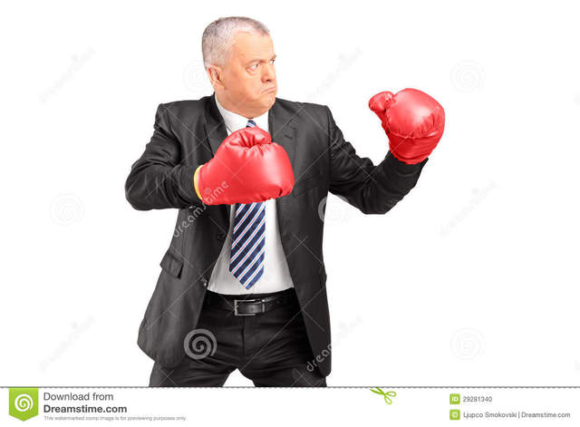 red mature mature photo red gloves stock fight ready businessman boxing