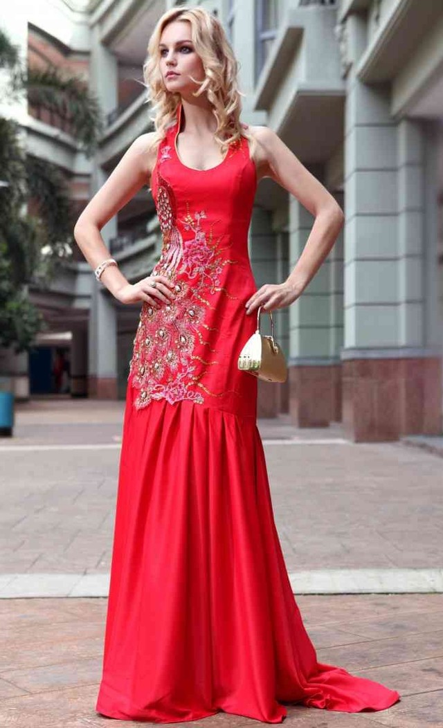 red mature mature search red length floor dress products evening nimg bridesmaids eefbd sheath halter embroidery