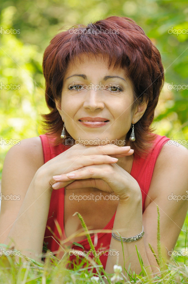redhead mature mature photos woman redhead park depositphotos portrait