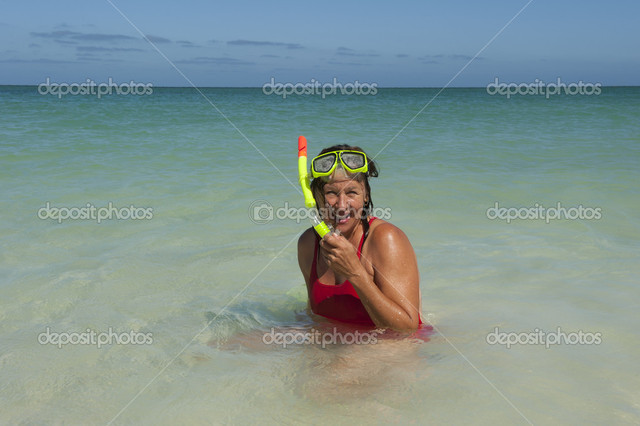 sexy mature woman photo beach sexy holiday depositphotos stock swim snorkel