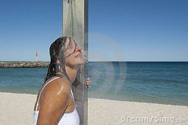 shower mature woman sexy shower stock photography ocean refreshing