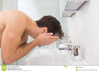bathroom free man old porn side shirtless man washing face bathroom young stock