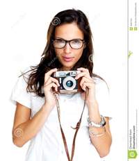 older picture porn white woman pretty young female holding old camera white lovely woman wearing glasses against