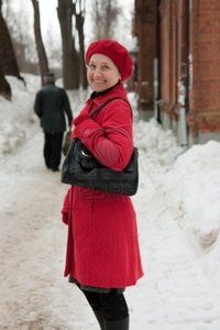 mature lady photos wintry elegant mature lady walking around town photo