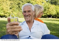 mature wife pic photo mature man sitting his wife park listening music under lamp woman holding money bags