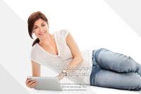 mature woman picture galleries get wya fit stock photo mature woman lying down tablet