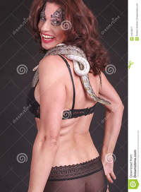 mature women photo woman snake mature lingerie snakes shoulder royalty free stock photography