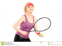 middle age mature porn middle aged female holding tennis racket ball isolated white background mature player