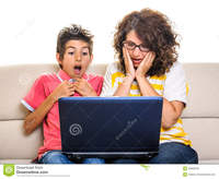 mother porn images internet danger shocked people mother son scared looking virus porn mallware bad news concept isolated white royalty free stock photo