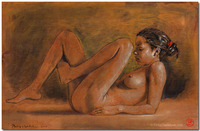 naked older women porn drawings philip gladstone drawing black female nude lady repose mixed media