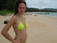 older brunette porn amateur brunette yellow thong bikini vacation orgy
