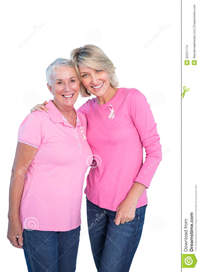 pic mature women mature women wearing pink tops breast cancer ribbons white background stock