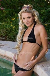 bikini mature depositphotos blonde stock photo