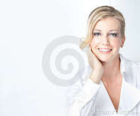 blonde mature blonde mature business woman welcoming smile royalty free stock photography