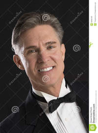 mature black handsome man tuxedo isolated over black background close portrait mature stock photography