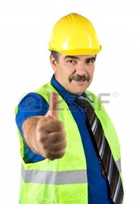 mature hard justmeyo attractive mature engineer man hard hat giving isolated white background photo