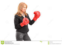 mature red mature businesswoman red boxing gloves ready fight royalty free stock photos