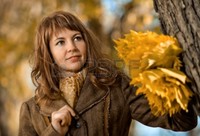 outdoor mature tankist mature beautiful woman horizontal portrait outdoor park autumnal day photo