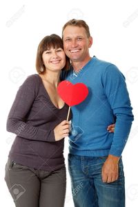 wife mature kho attractive cheerful woman man love smiling over white background portrait happy mature stock photo