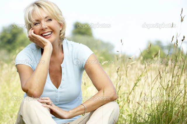 mature image mature woman photo sitting countryside depositphotos portrait stock