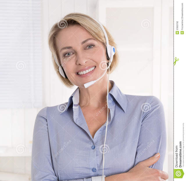 blond mature mature woman blue blond portrait stock photography blouse headphone
