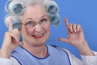 amateur old woman porn media original granny hair rollers stock photo