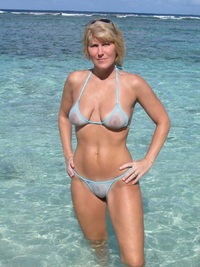milf pic blonde beach milf sheer powder blue bikini page