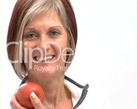 red mature previews healthy mature female red apple video media