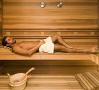 shower mature sharp luxurious home sauna design using modern wall thermometer also cozy head rest bench ideas