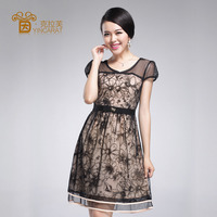 thin mature summer elegant mature lace thin short sleeved chiffon princess dress yan lafu shortsleeved