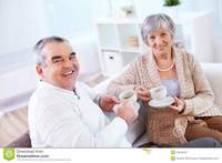 wife mature tea time portrait mature men his wife drinking home royalty free stock photography